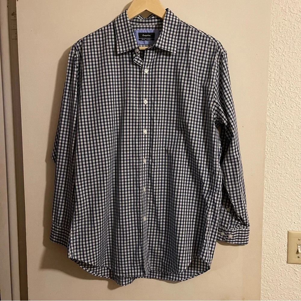 Blue and White Casual‎ Button Down Shirt